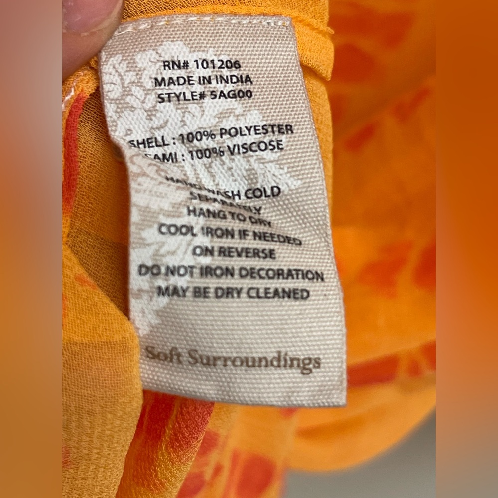 Soft Surroundings Kaftan Dress Large Sequined Beaded Orange Tie Dye Cover-Up 3XL - Picture 9 of 10
